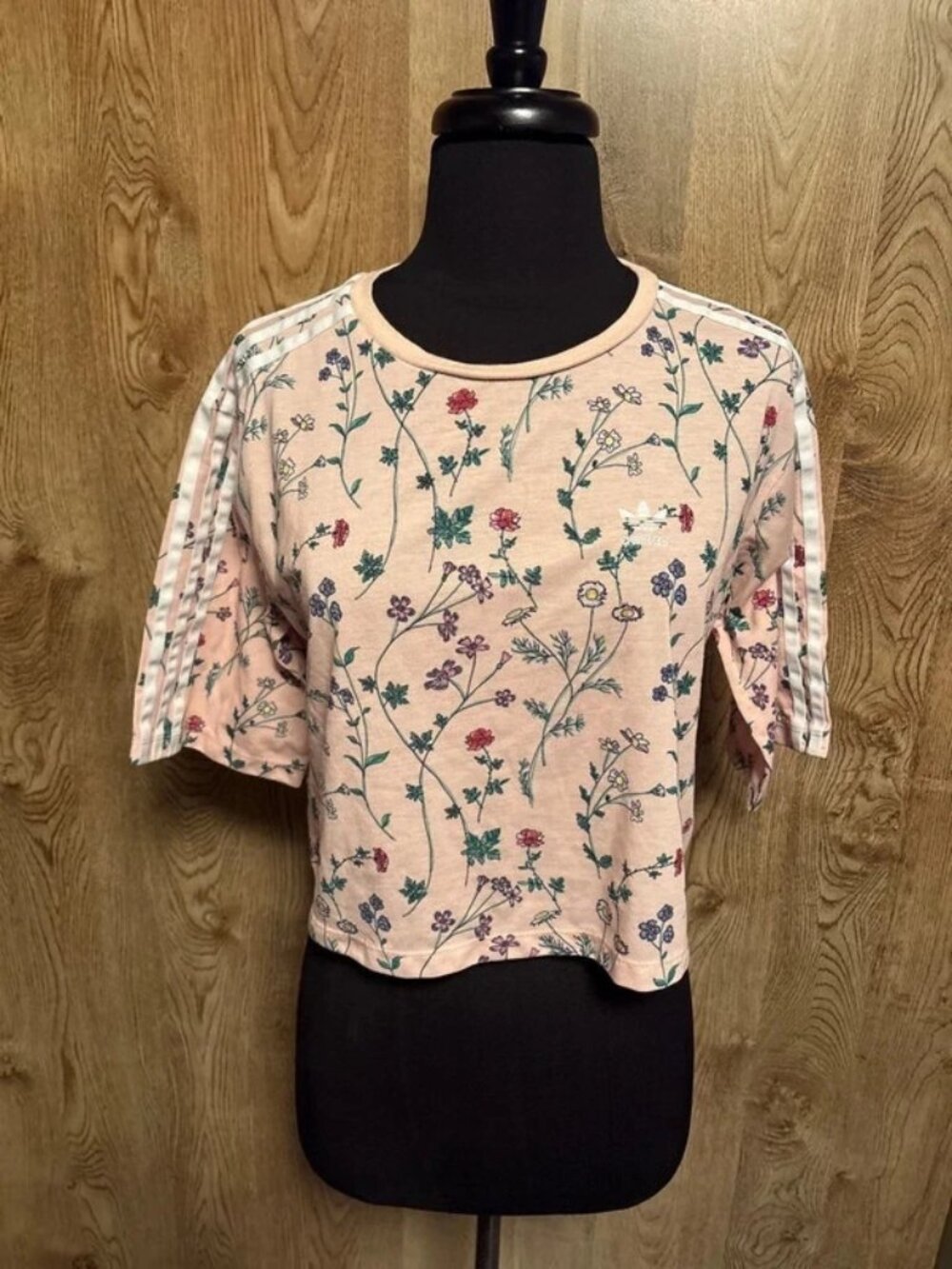 Blush Pink Adidas Floral Crop Top Tshirt